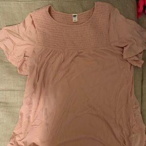 Smocked top pink blouse